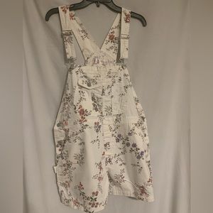 No Boundaries Cream Floral Overalls XL